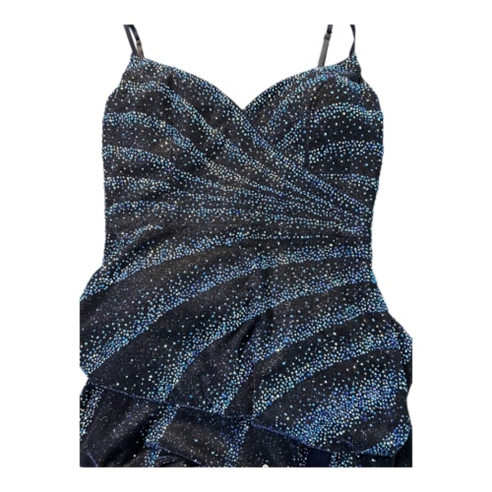 🆕 NWT Rachel Evans STUNNING navy blue beaded formal gown – size 10 - Picture 10 of 12